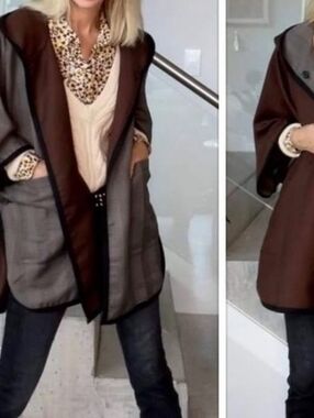 Cabi Baskerville Poncho Cape Kimono Plaid Reversible